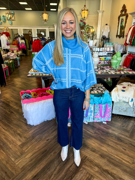 Haley Plaid Sweater: Blue