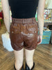 Brown Leather Shorts
