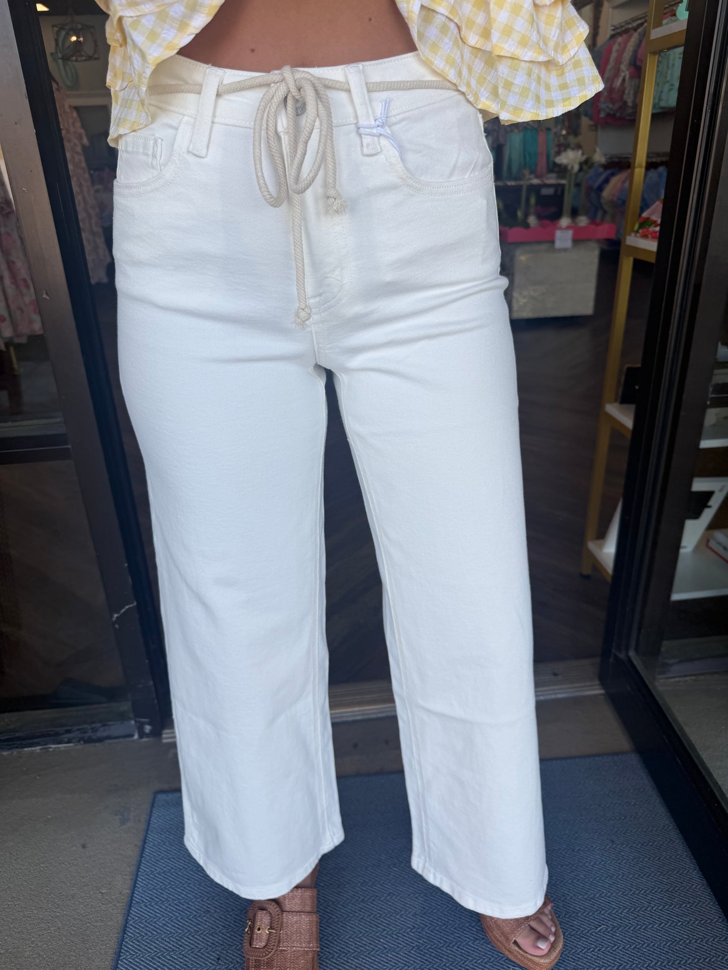 Vervet Drawstring White Jeans
