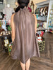 Metallic Mocha Neck Tie Dress