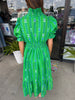 Christy Ruffle Midi Dress: Green