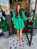 Long Sleeve Pintuck Mini Dress: Green
