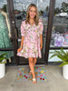 Lt Pink Floral Gold Button Dress