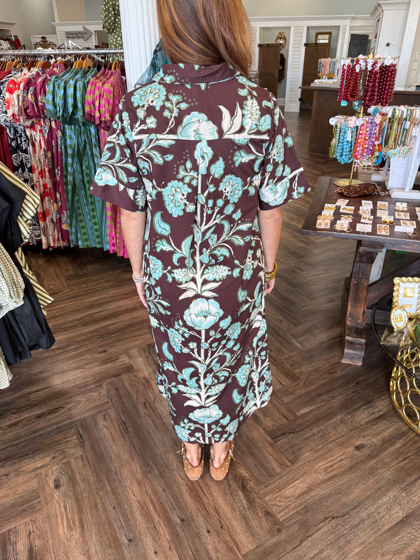 Watercolor Garden Midi Dress: Blue
