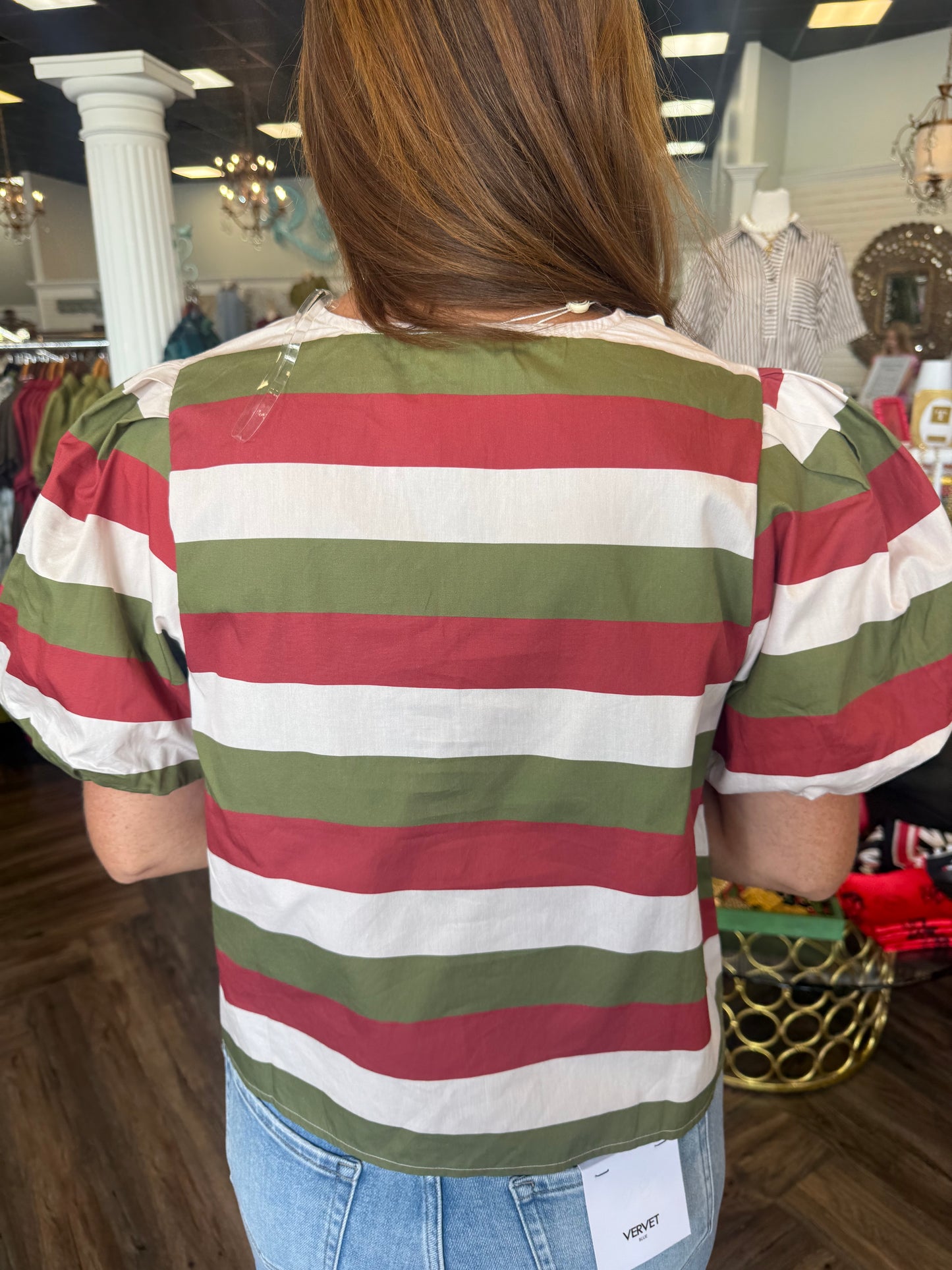Olive Combo Stripe Top