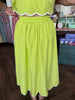 Scalloped Outline Tank Top Skirt Set: Lime