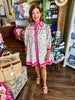 Pink/Red Trim Wildflower Dress