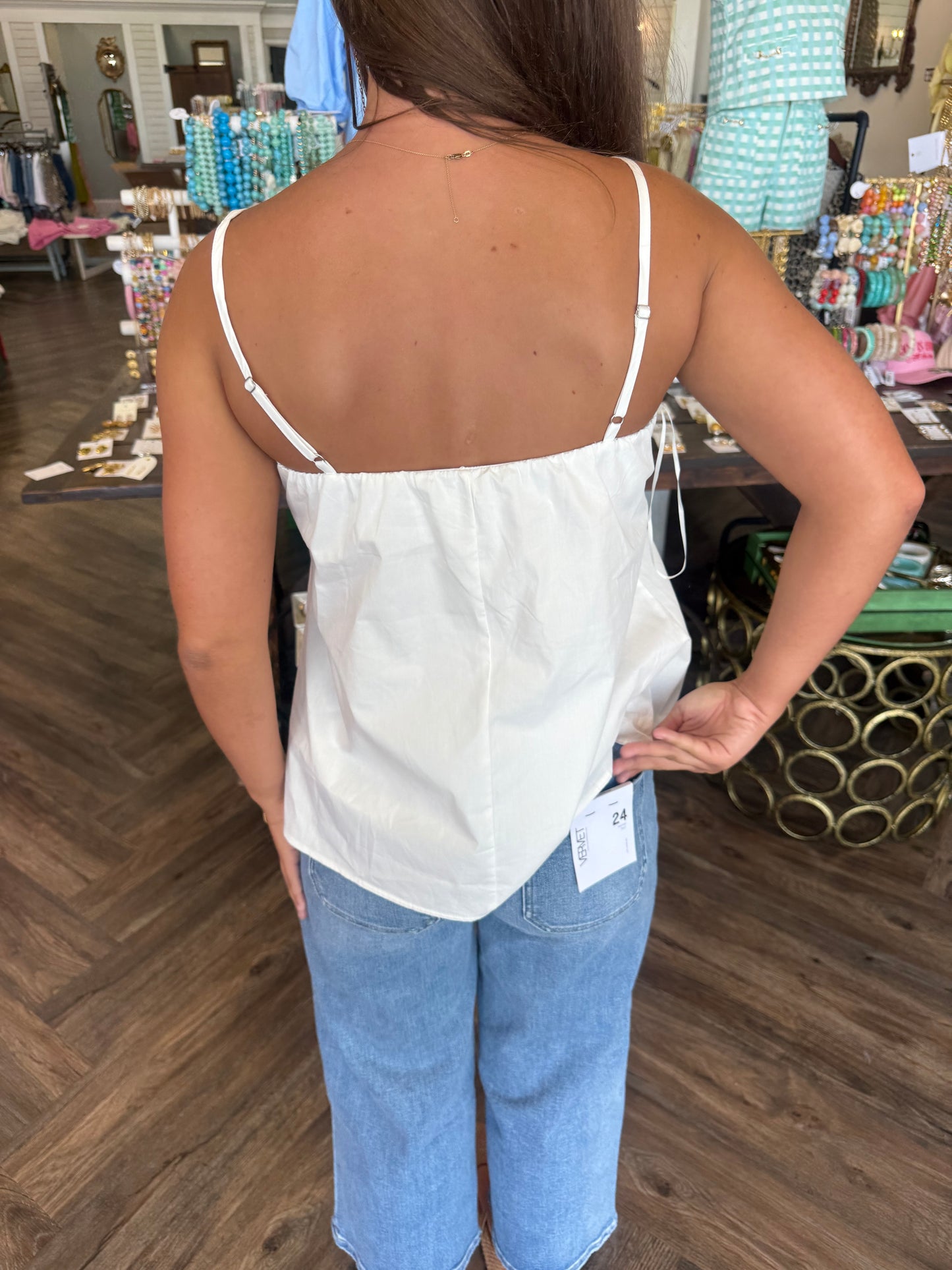 White Pleated Tank Top