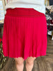 Pleated Athletic Skort: Red
