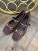 Mary Jane Horsebit Brown Suede Flats