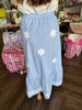 Flower Embroidered Skirt: Lt Blue