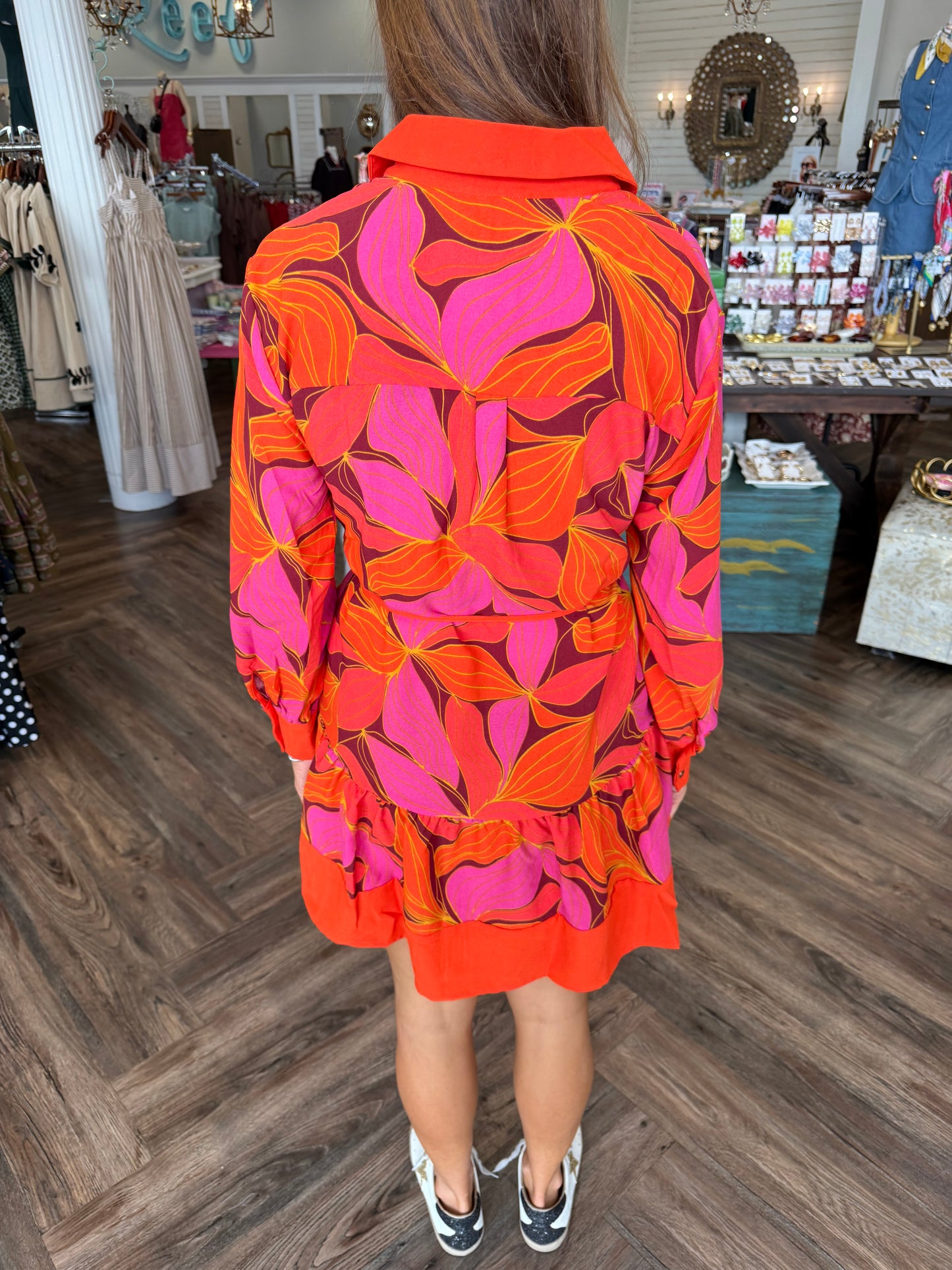 Mary Square Maya Dress: Glow Over Fire