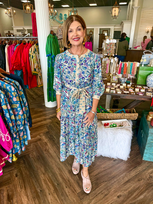 Cobalt Mix Floral Midi Dress