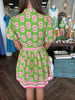 Pink and Green Floral Tassel Dress