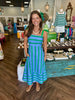 Green Blue Stripe Midi Dress