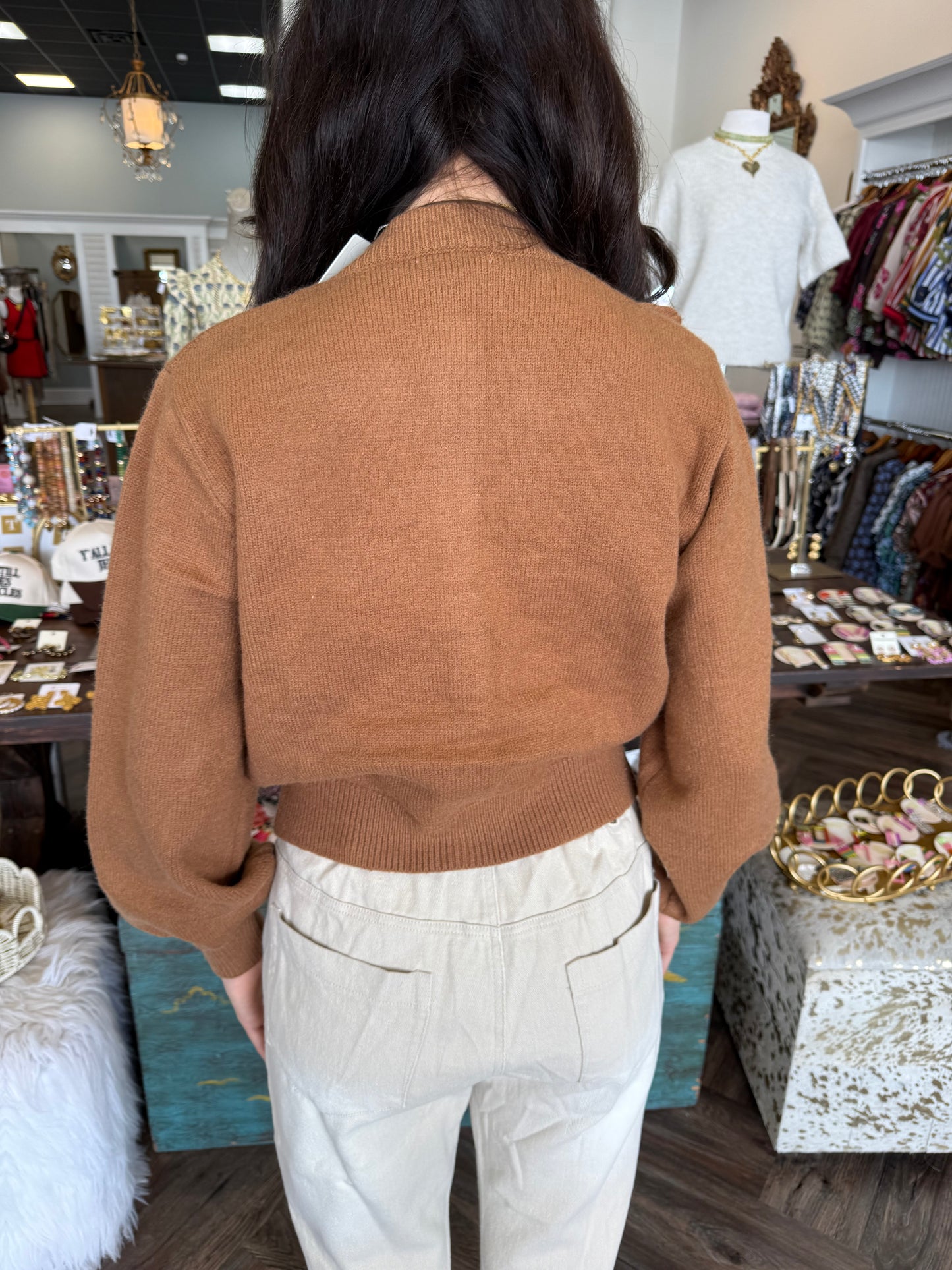 Braided Camel Sweater Top