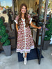 Brown Design Waist Gold Buttons Midi Dress