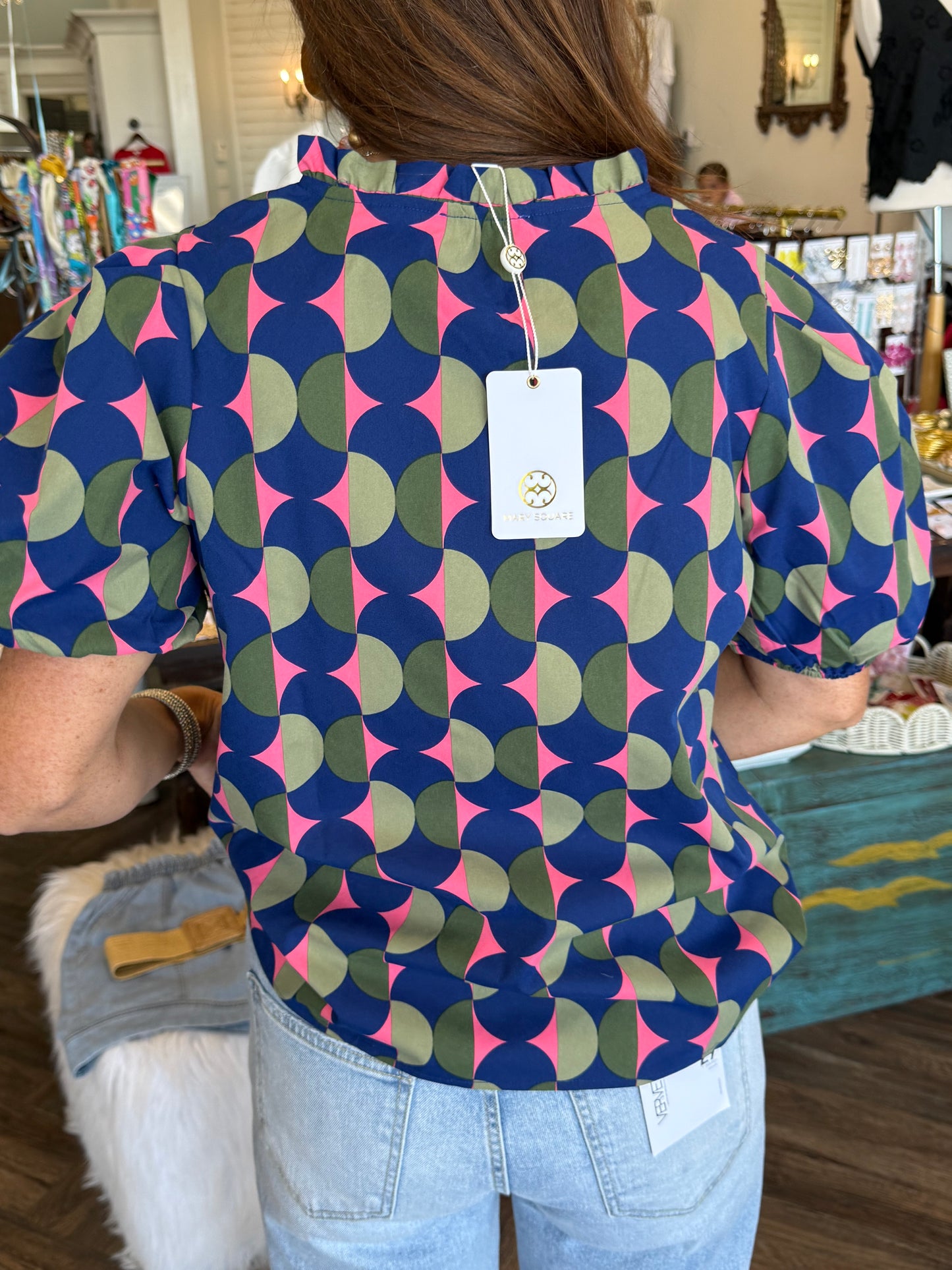 Mary Square Lainey Top: Polka Dot Pops