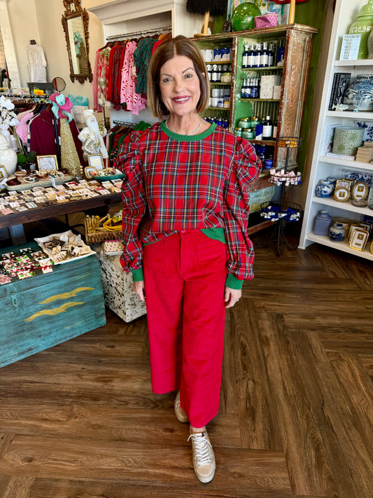 Puff Christmas Top: Dk Green