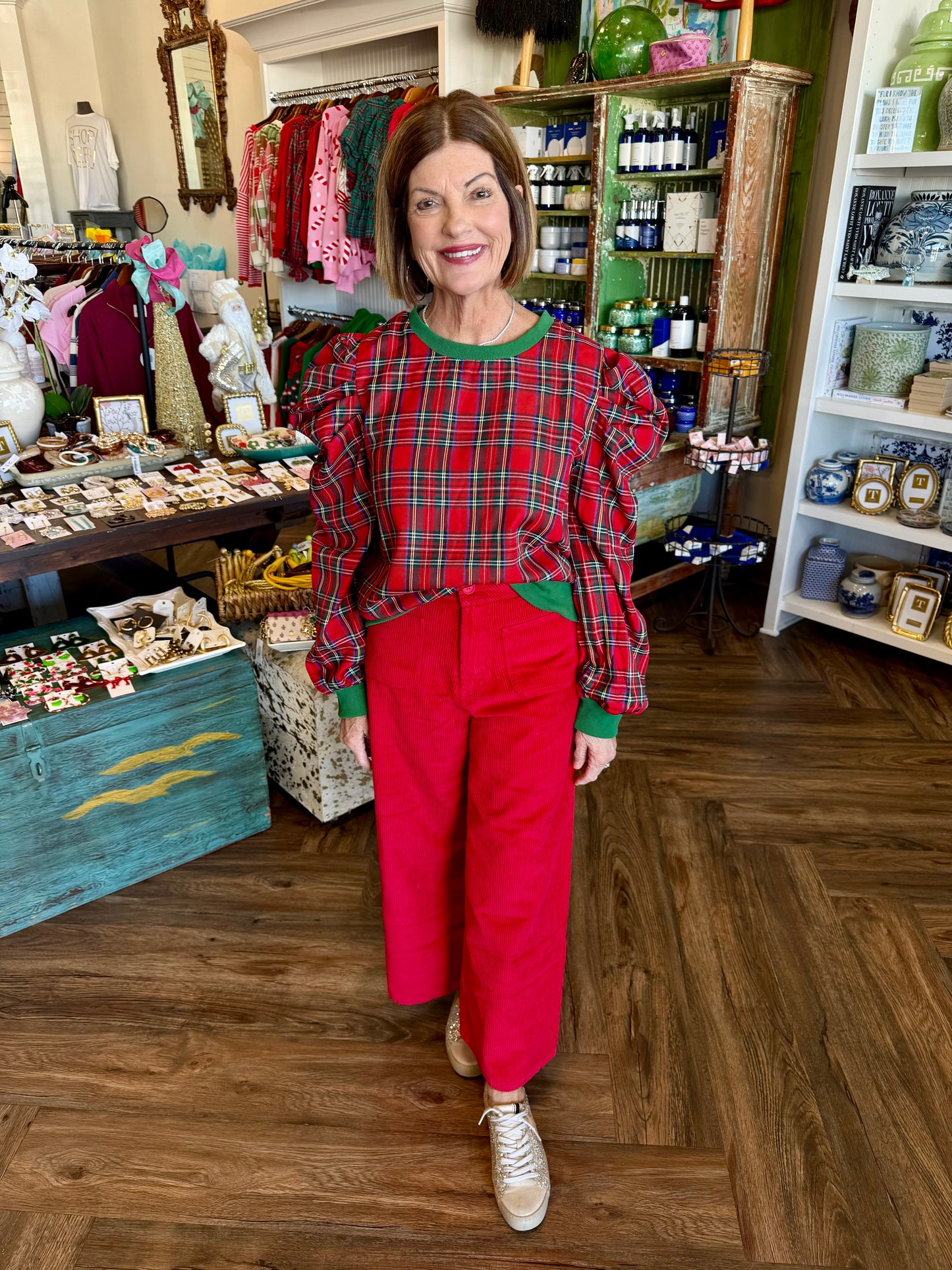 Puff Christmas Top: Dk Green