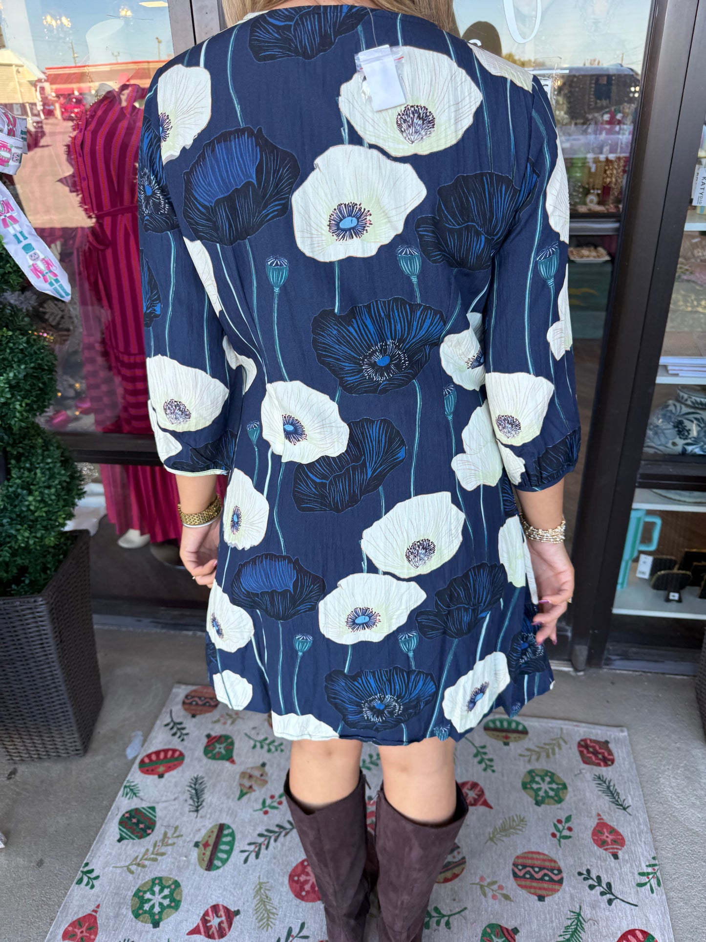 Bold Navy Floral Dress
