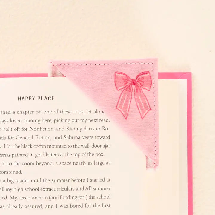 Corner Keeper Fabric Bookmark-Bow Pink