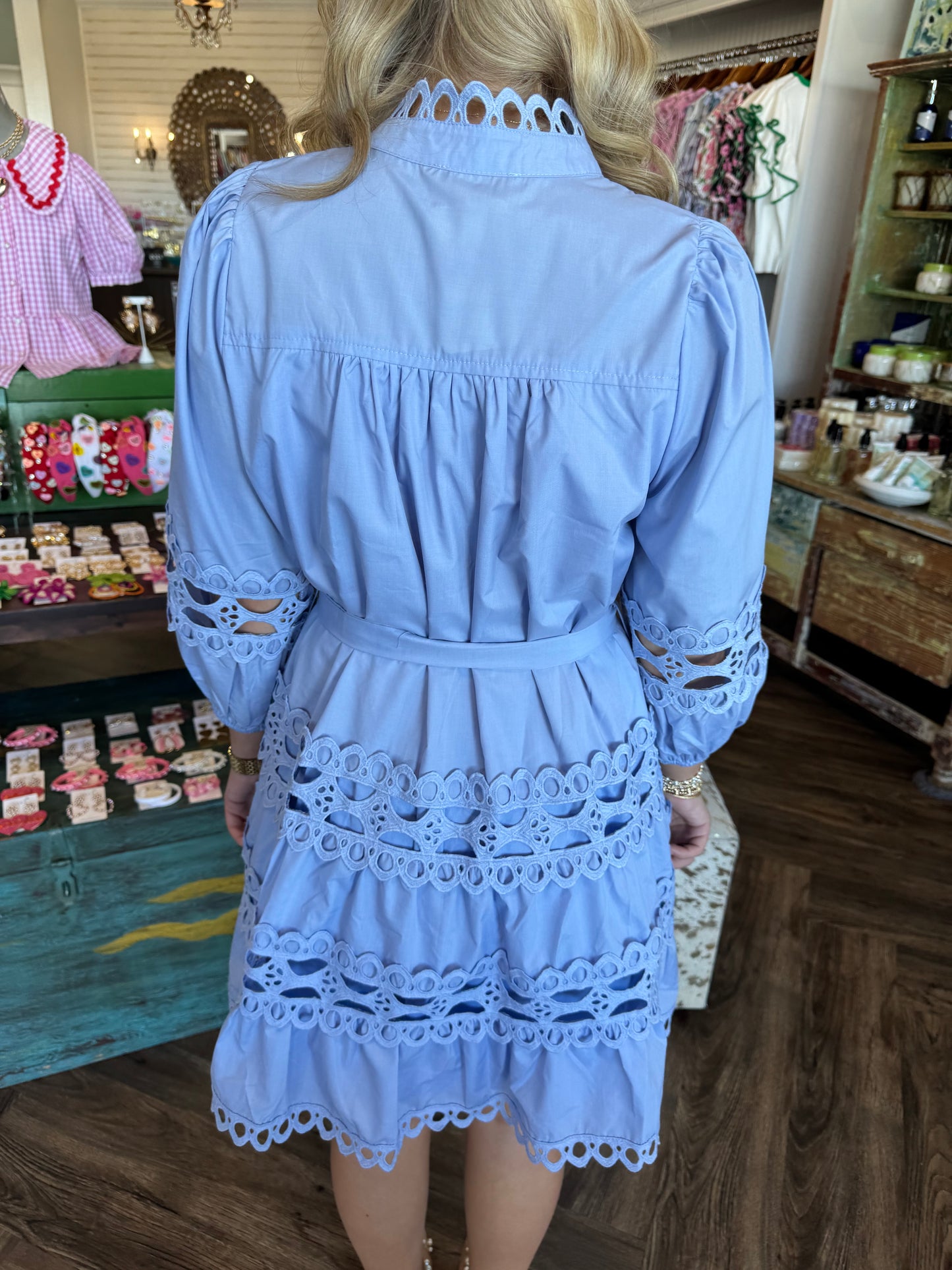 Pearl Lace Dress: Blue