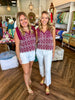 Casie Embroidered Tank: Maroon