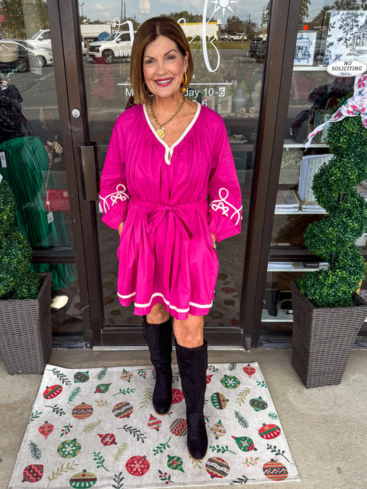 Magenta Braid Trim Dress