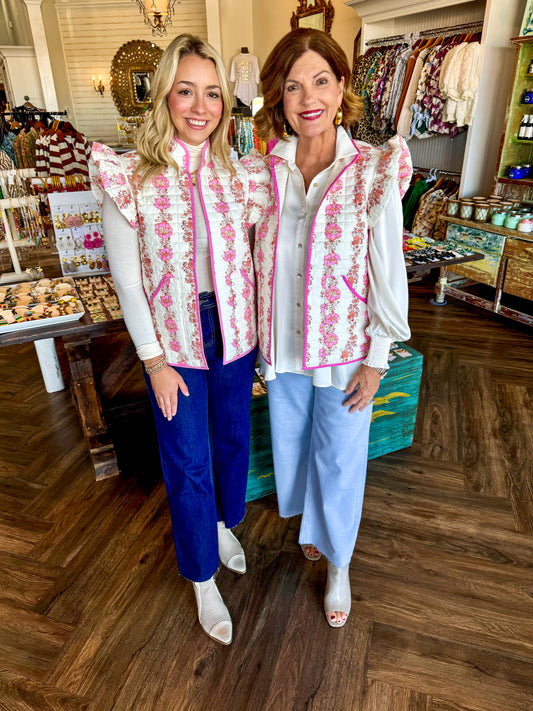 Quilted Vest: Pink Flower