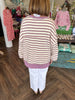 Oversized Stripe Sweatshirt: Purple