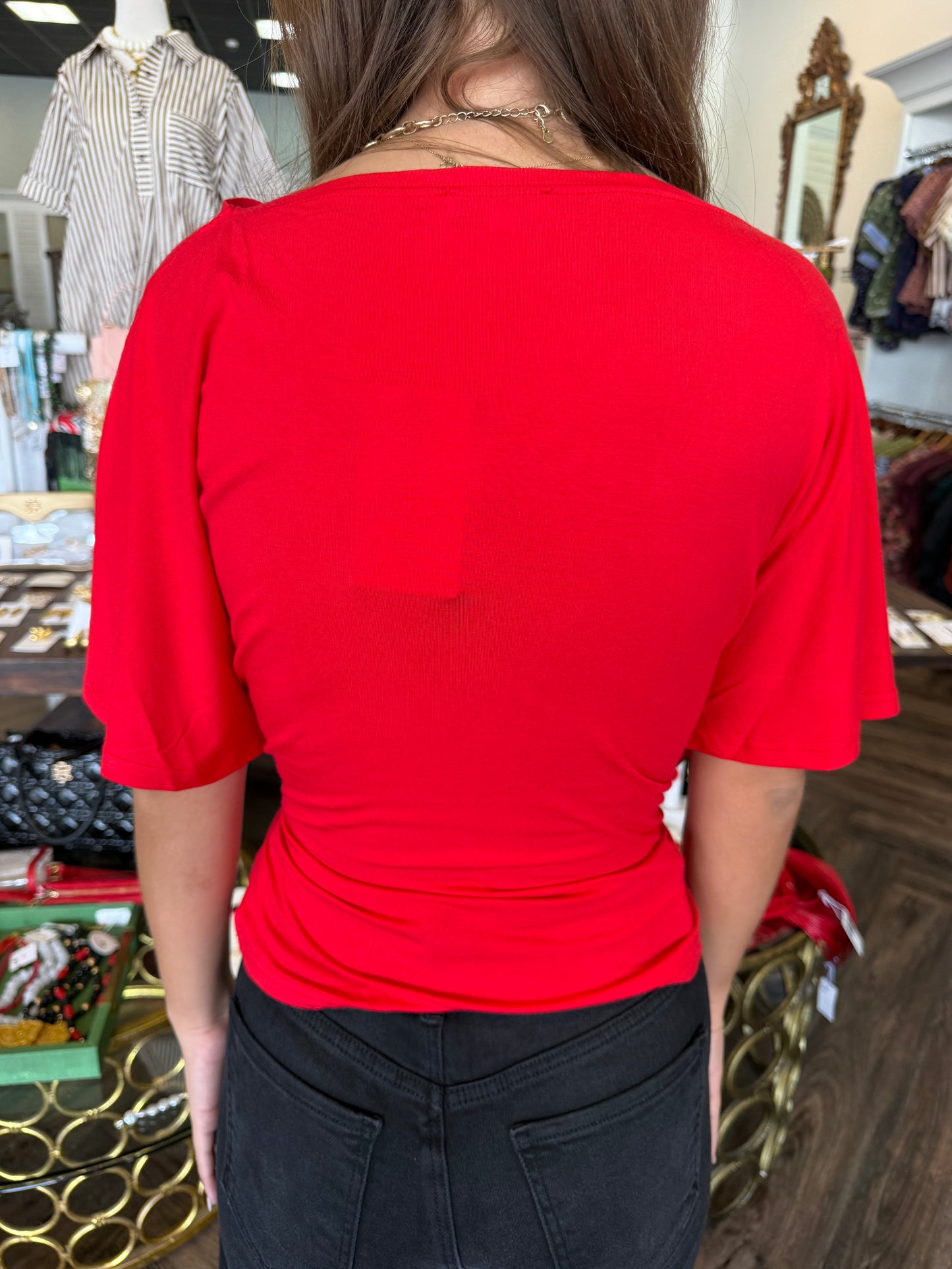 Wrap Tie Top: Red