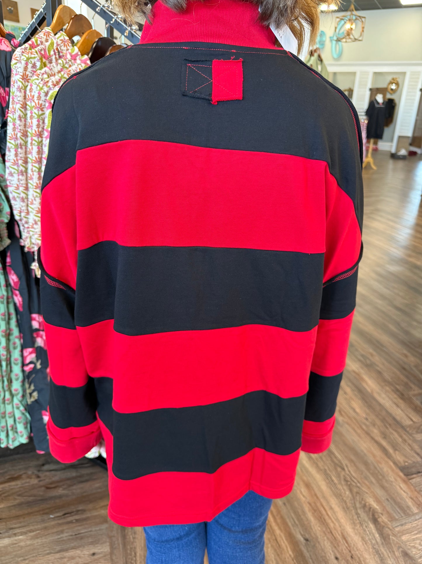 Varsity Quarter Zip: Red/Black