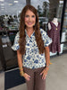 Blue Flower Button Top
