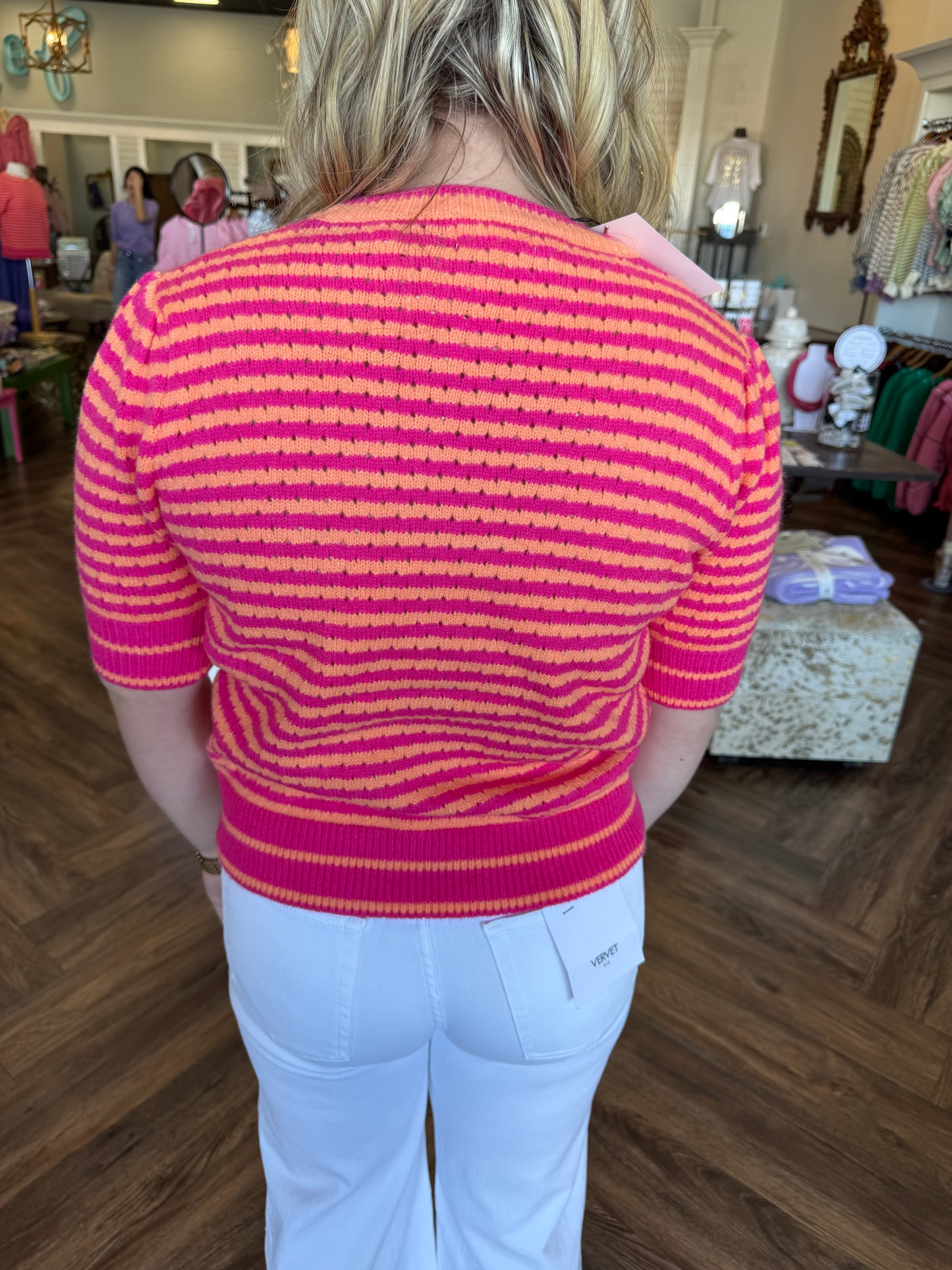 Gracie Striped Sweater: Orange