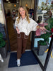 Sally Stitched Pants: Brown
