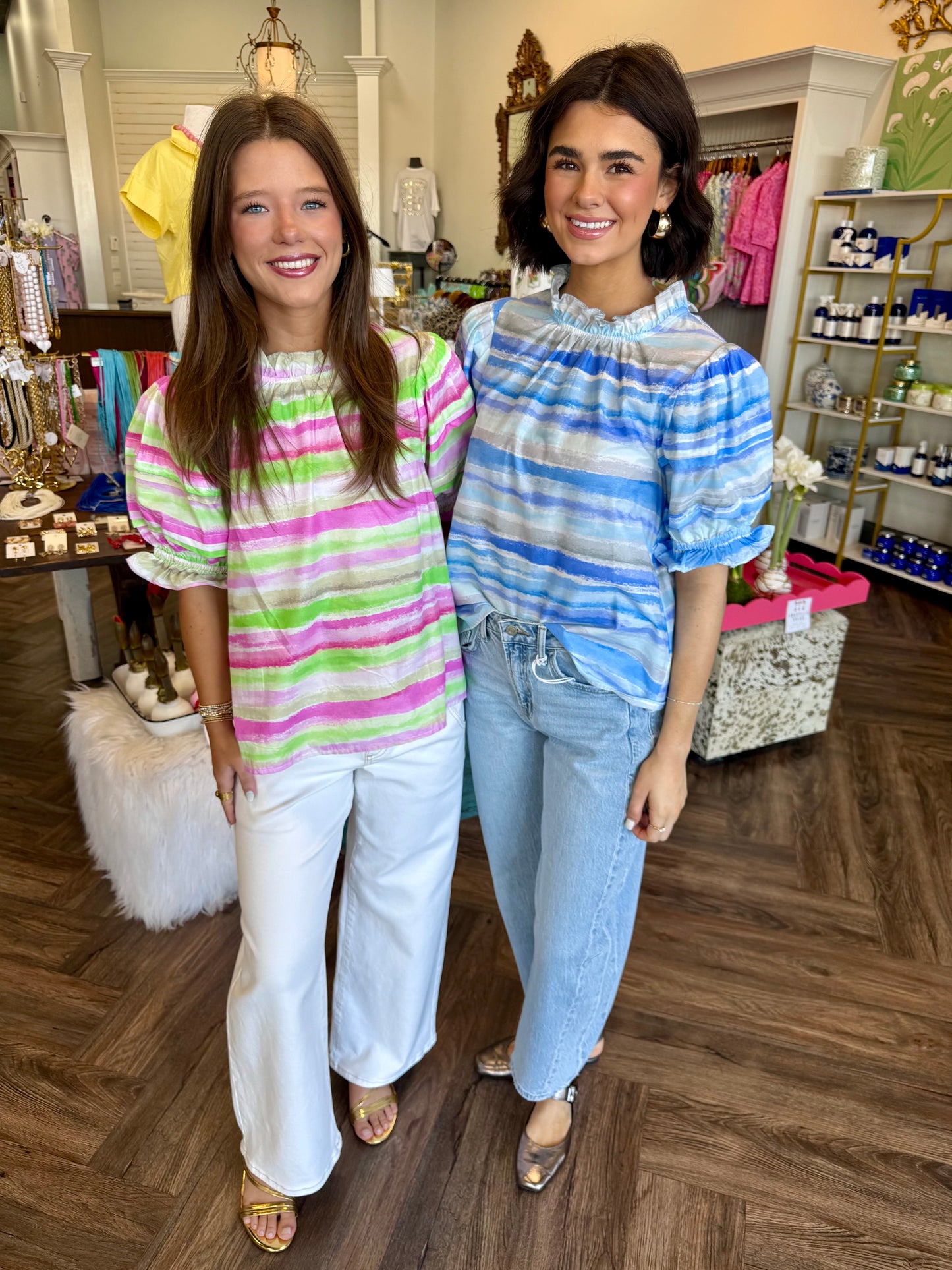 Watercolor Stripe Top: Pink