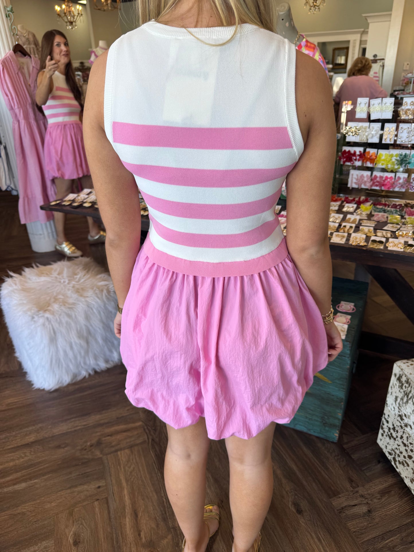 Bubble Gum Striped Bubble Dress