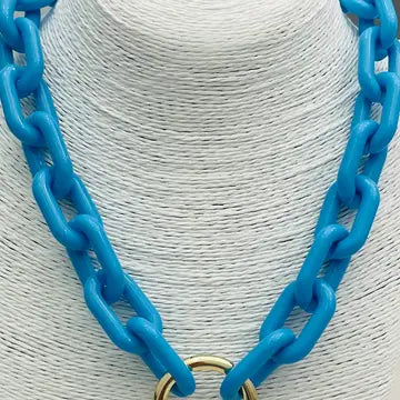 Acrylic Link Necklace: Electric Blue