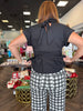 Gingham Check Pants: Black