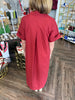 Starburst Button Crimson Midi Dress