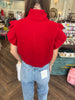 Red Cable Knit Sweater Top