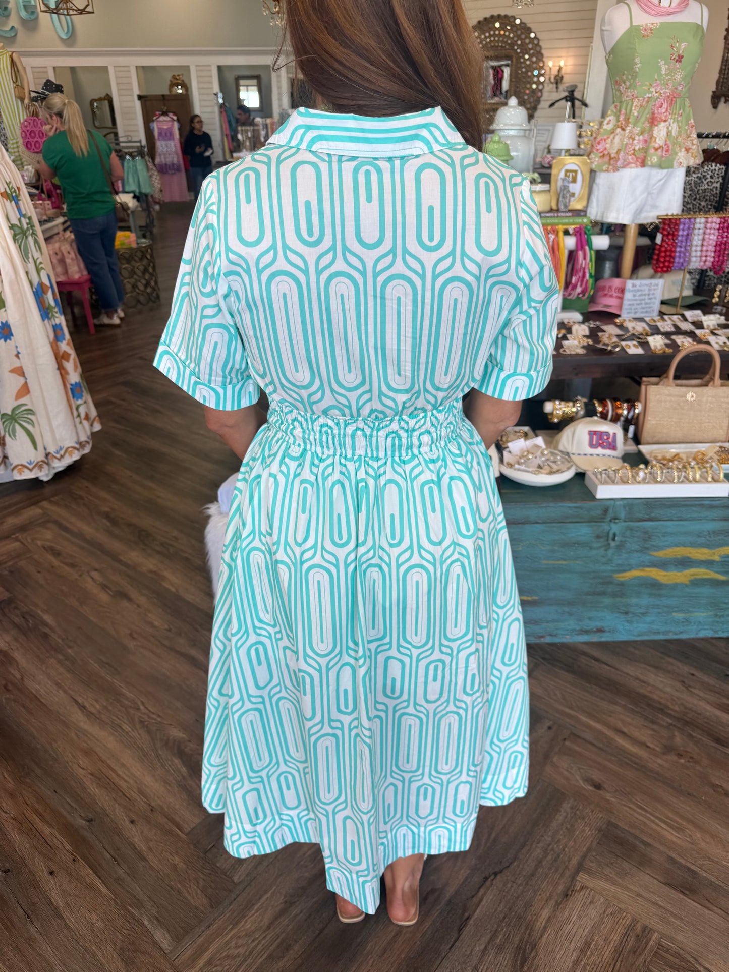 Line Design Mint Midi Dress