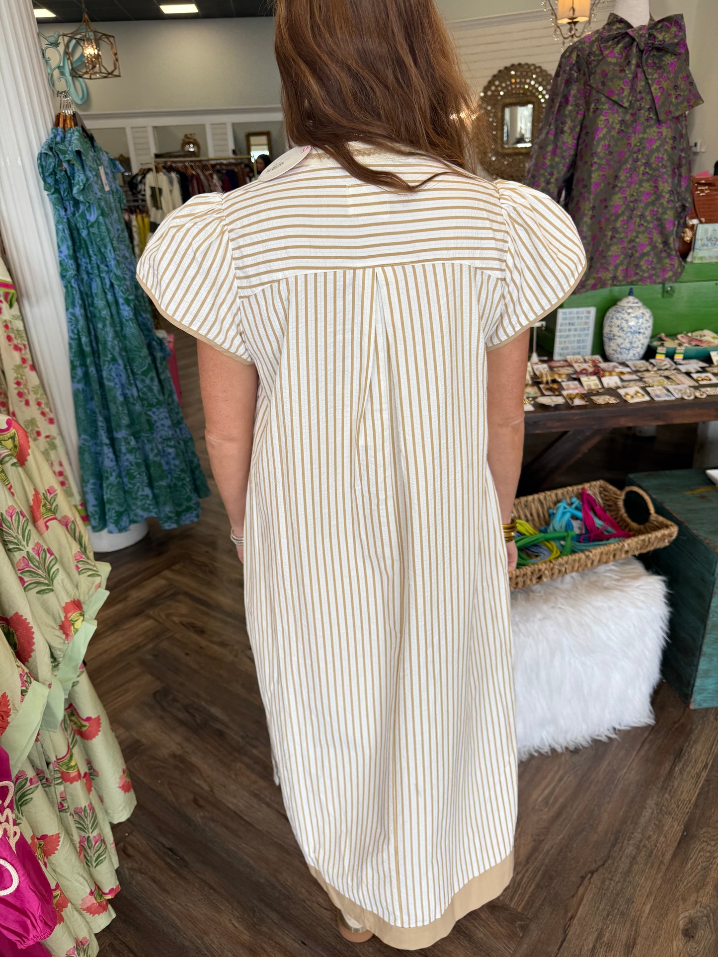 Sally Striped Embroidered Mini