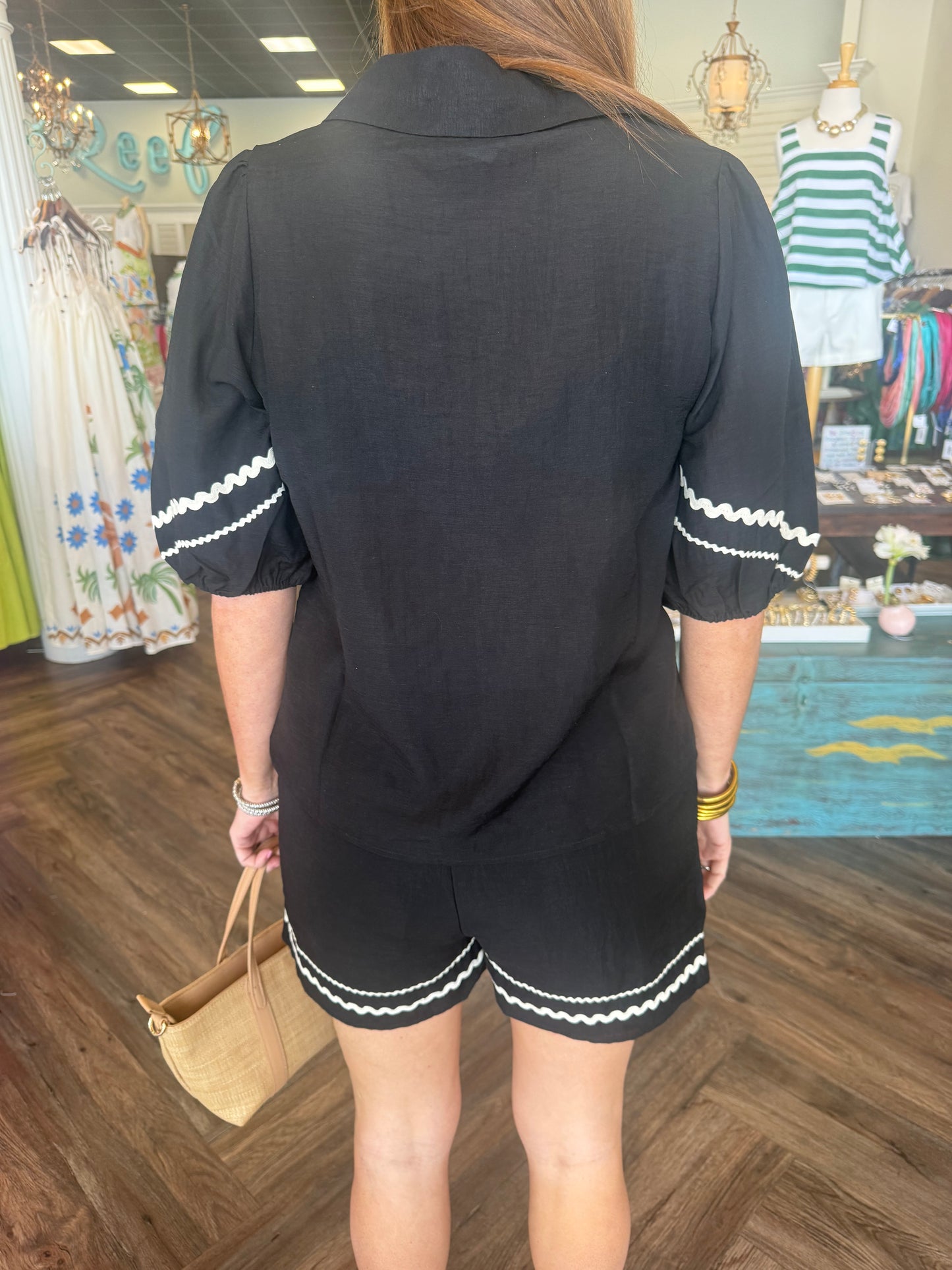 Trim Linen Set: Black