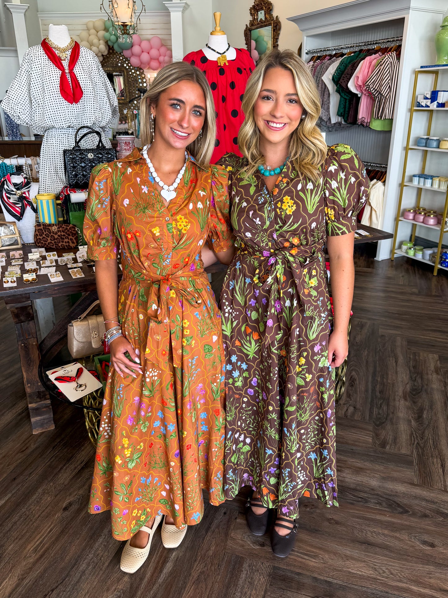 August Garden Midi Dress: Brown