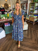 Floral Variety Midi Dress-Blue