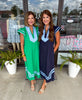 Caftan Border Dress: Navy
