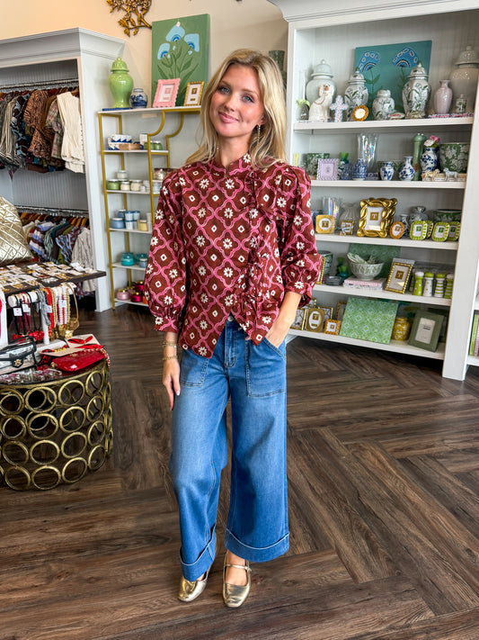 Retro Bloom Top: Brick