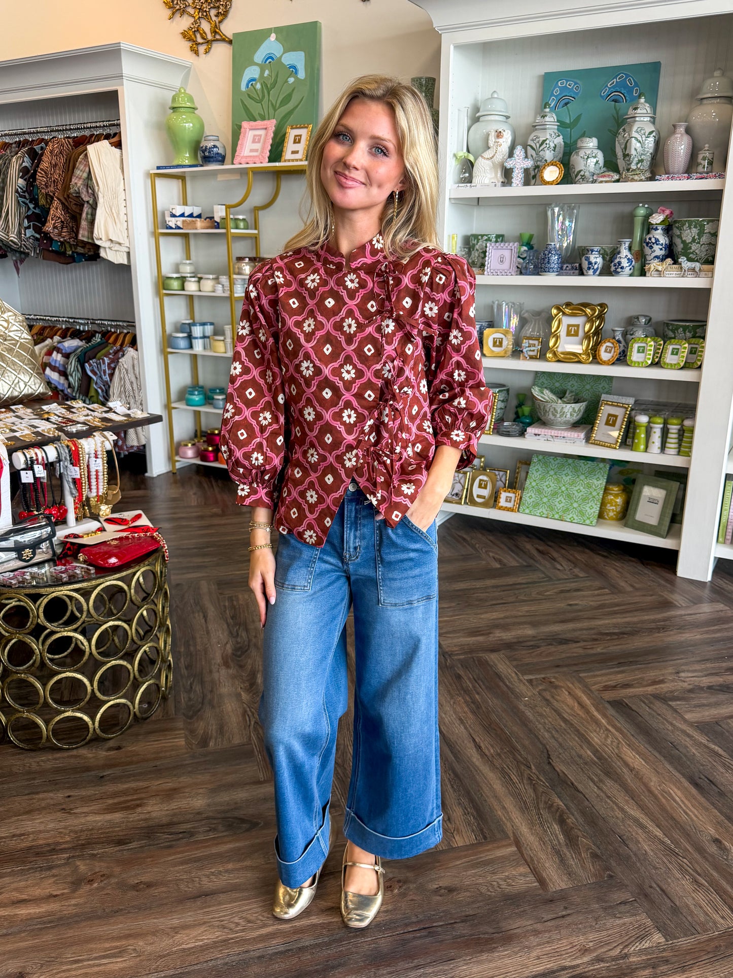 Retro Bloom Top: Brick